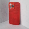 Чехол для iPhone 14 MAX PRO, имитация кожи, красный, противоударный с защитой экрана/камеры