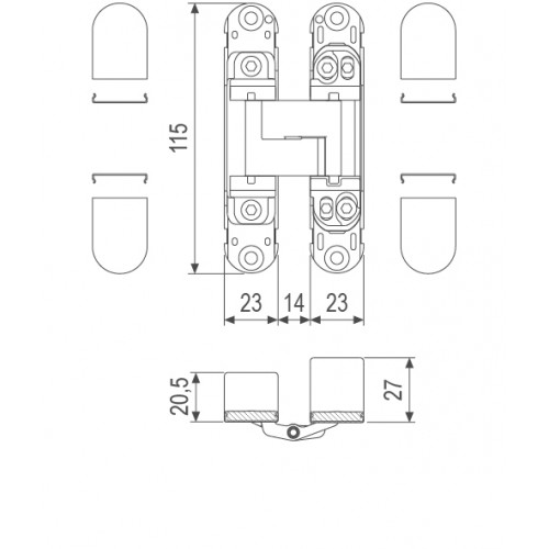 Скрытая петля AGB ECLIPSE 3.2 + комплект накладок (Античная бронза) E302000672