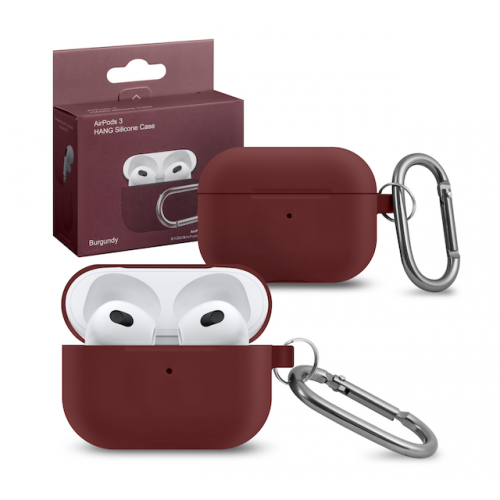 Чехол для наушников AirPods 3 с карабином, Burgundy