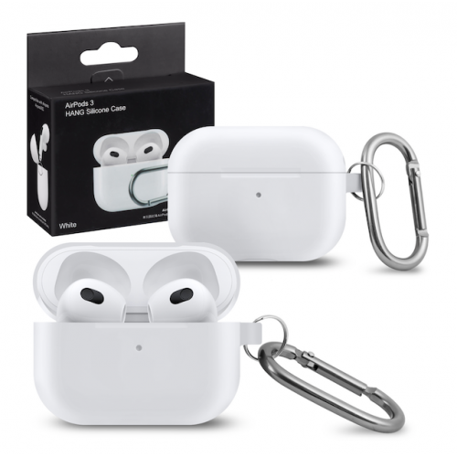 Чехол для наушников AirPods 3 с карабином, Белый