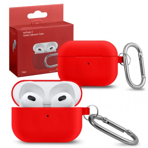 Чехол для наушников AirPods 3 с карабином, Red