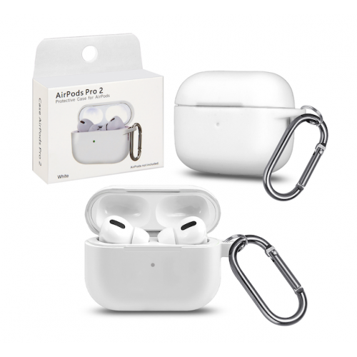 Чехол для наушников AirPods PRO2, с карабином Whittttttte