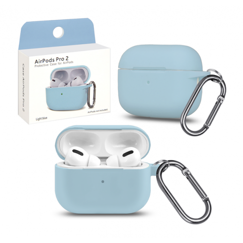 Чехол для наушников AirPods PRO2, с карабином Light blue