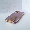 Чехол для iPhone 14 PLUS, KAWS, фиолетовы/золото усиленный, противоударный с защитой экрана и камеры