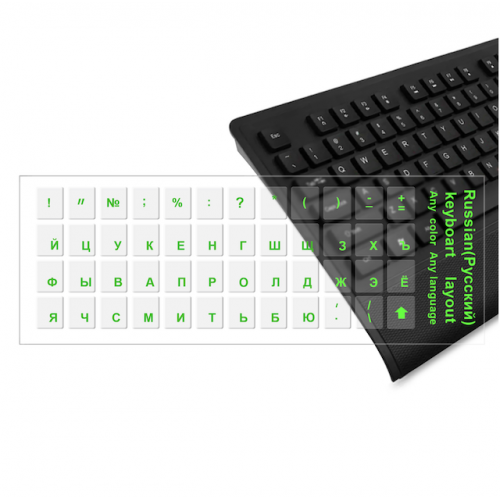 Наклейки на клавиатуру прозрачные буквы Зеленый