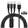 Зарядный провод 3 в 1 (Lightning, Micro, USB, Type C), 1.2 метра, Iphone, Android, черный