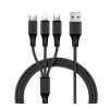 Зарядный провод 3 в 1 (Lightning, Micro, USB, Type C), 1.2 метра, Iphone, Android, черный